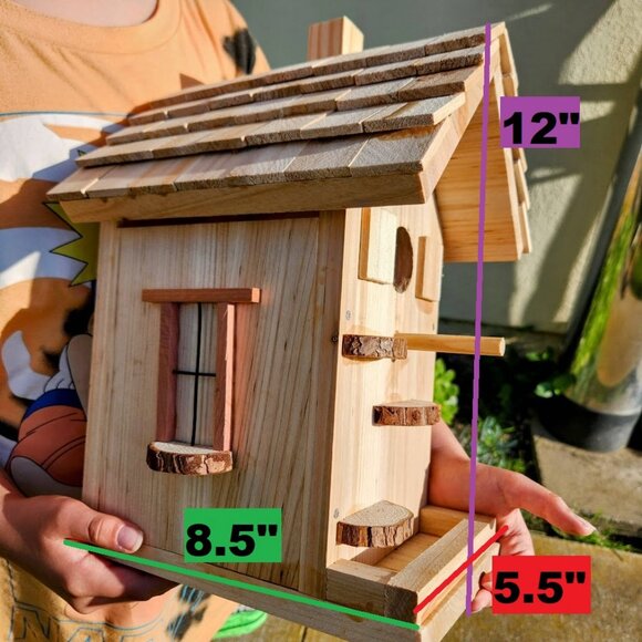 NEW HANDMADE Wooden Bird House Birdhouse Handbuilt Wood Garden Decor Spring Made - Picture 2 of 4